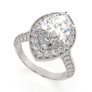 Beatrice Marquise Cut Halo Pave Knife Edge Milgrain Engagement Ring Setting - Nivetta